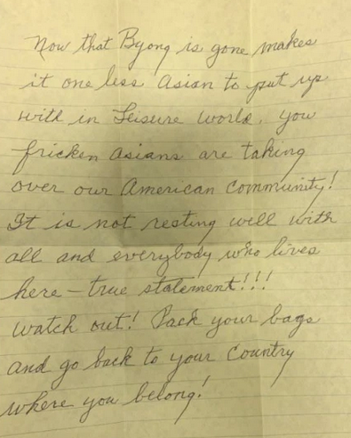 Grieving Asian Widow Receives “Go back to your country” Letter