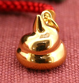 Golden poop cell phone charm