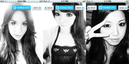 Screenshots from the Designing Your Dream Asian Girl iPhone App