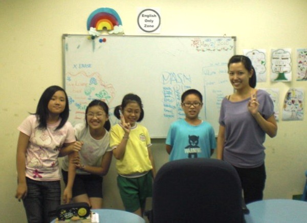 Lianne Lin with some substitute teaching students in Taiwan