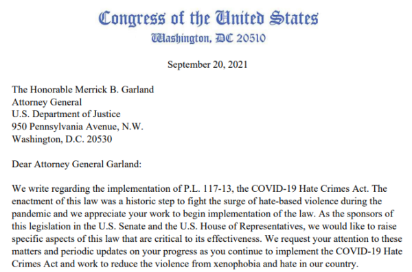 Letter to Merrick B. Garland