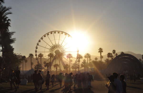 Coachella scene at sunset